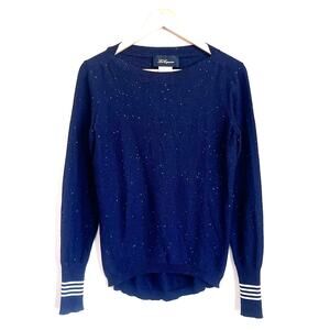 Les Copains Womens Sparkle Sweater Size S Navy Stripes Shimmer‎ Party Italy